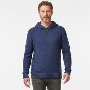 Vintage Bench Blue Knit Hooded Sweater Men’s Size Large